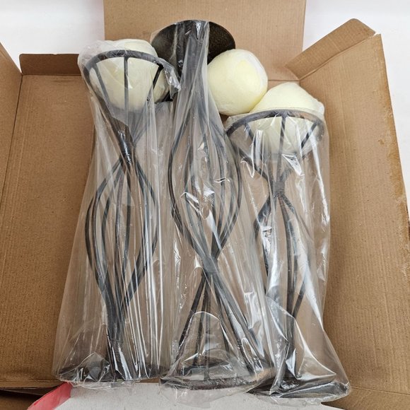 International Silver 3 Candleholders Iron Round Cream Unscented Candles New - Picture 2 of 11